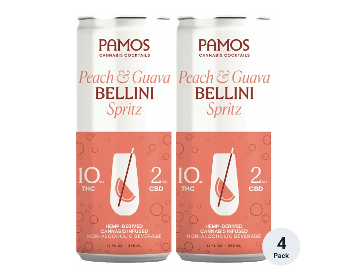 Pamos THC 10mg Peach Guava Bellini Spitz 12oz 4-Pack