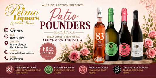Patio Pounders Wine Tasting at Primo Liquors | Free Tasting Event – June 12, 2026