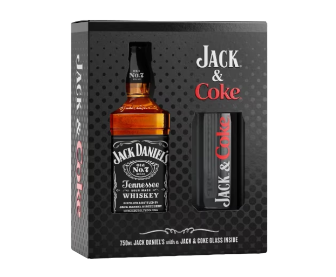 Jack Daniels Black  Gift Set 750ml ( With Coke Glass)